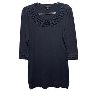 Banana Republic Cotton Knitted Sweater Braided Chains Jacquard Mini Dress